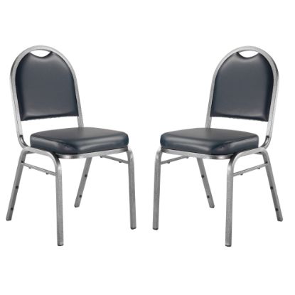 Picture of National Public Seating Dome-Back Stacking Banquet Chairs, Vinyl, Midnight Blue/Silvervein, Set Of 2