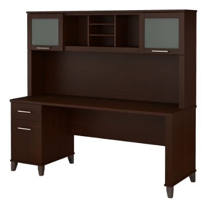 Picture of Bush Furniture Somerset Office Desk With Hutch, 72inW, Mocha Cherry, Standard Delivery