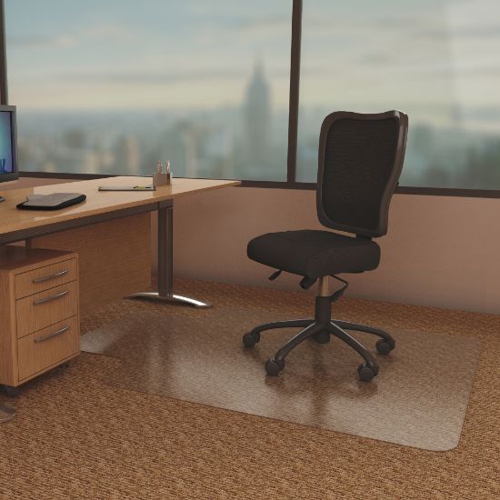 Picture of Deflecto Economat for Carpet - Carpeted Floor - 53in Length x 45in Width - Lip Size 12in Length x 25in Width - Vinyl - Clear