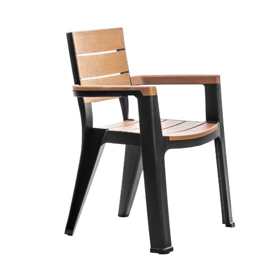 Picture of Inval Madeira Indoor And Outdoor Patio Dining Chairs, Black/Teak Brown, Pack Of 4 Chairs