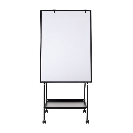 Picture of MasterVision Melamine Creation Station Mobile Non-Magnetic Dry-Erase Whiteboard Easel, 29 1/2in x 74 7/8in, Aluminum Frame With Black Finish