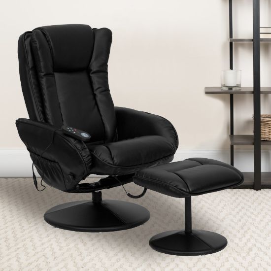 Picture of Flash Furniture Multi-Position Heated Massage Recliner With Ottoman, Black