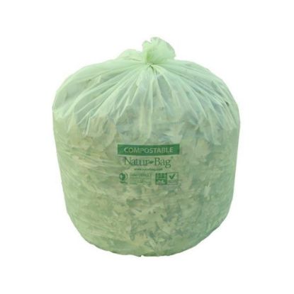 Picture of Natur Bag Compostable Trash Liners, 33 Gallons, Green, 25 Bags Per Roll, Case Of 8 Rolls