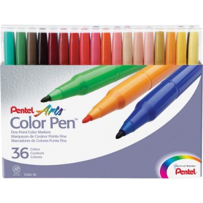 Picture of Pentel Color Pens Set, Assorted Colors, Set Of 36