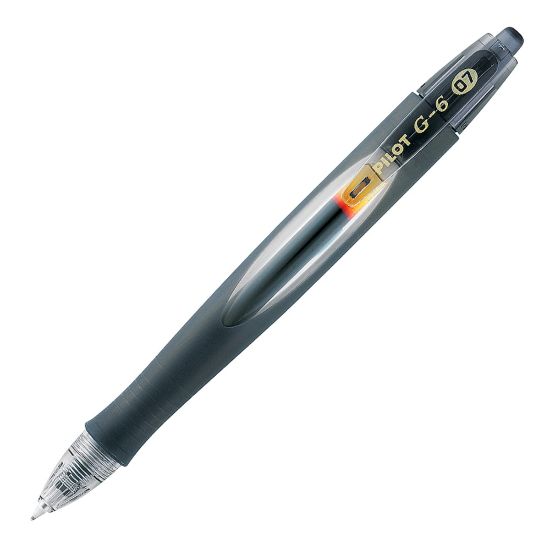 Picture of Pilot G-6 Retractable Gel Ink Rollerball Pens, Fine Point, 0.7 mm, Black Barrel, Black Ink, Pack Of 12 Pens