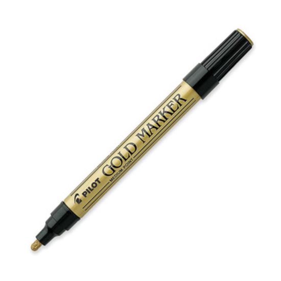 Picture of Pilot Creative Permanent Markers - Medium Marker Point - 1 mm Marker Point Size - Gold - Gold Barrel - 1 Each