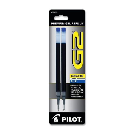 Picture of Pilot G2 Premium Gel Ink Refills, Extra-Fine Point, 0.5 mm, Blue Ink, Pack Of 2