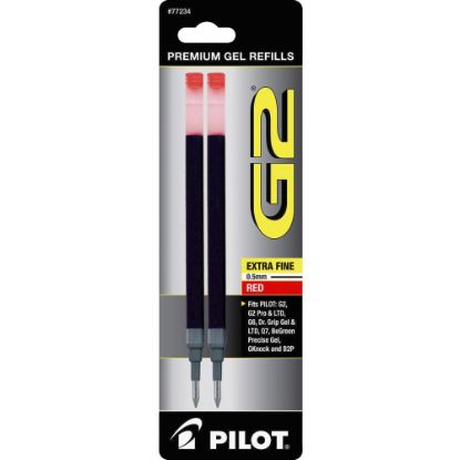 Picture of Pilot G2 Premium Gel Ink Refills, Extra-Fine Point, 0.5 mm, Red Ink, Pack Of 2