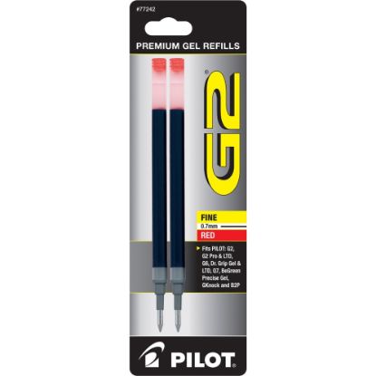 Picture of Pilot G2 Gel Ink Refills, Fine Point, 0.7 mm, Red Ink, Pack Of 2