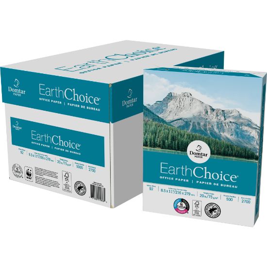 Picture of Domtar EarthChoice Office Multi-Use Printer & Copy Paper, White, Letter (8.5in x 11in), 5000 Sheets Per Case, 20 Lb, 92 Brightness, Case Of 10 Reams