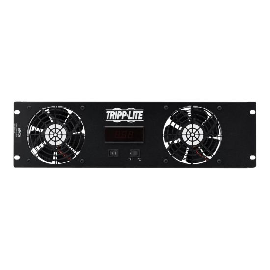 Picture of Tripp Lite Blanking Panel for 19 in. Racks - 3U, 2 12VDC High-Performance Fans, Digital Temperature Sensor, LCD - Fan tray blank panel - with temperature sensor - AC 120 V - 101.6 mm - black - 3U - 19in