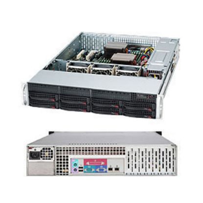 Picture of Supermicro SuperChassis SC825TQ-563LPB Rackmount Enclosure - Rack-mountable - Black - 2U - 8 x Bay - 3 x Fan(s) Installed - 560 W - EATX, ATX Motherboard Supported - 8 x External 3.5in Bay - 7x Slot(s) - 2 x USB(s)