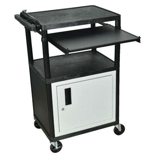 Picture of H. Wilson Audio/Visual Cart With Front Shelf And Electrical Assembly, 42inH x 24inW x 18inD, Black/Gray