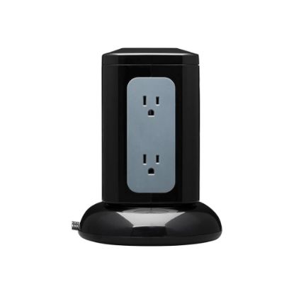 Picture of Tripp Lite 6-Outlet Surge Protector Tower, 3x USB-A, 1x USB-C, 8 ft. Cord, 5-15P Plug, 1800 Joules, Black - Surge protector - 15 A - AC 120 V - 1800 Watt - output connectors: 6 - 8 ft cord - gray, black