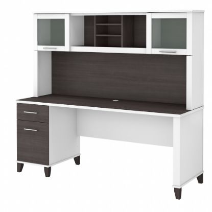 Picture of Bush Furniture Somerset 72inW Office Desk With Hutch, Storm Gray/White, Standard Delivery