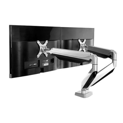 Picture of Loctek D7 Gas-Spring Monitor Arm, Dual, 18 1/8inH x 6 1/2inW x 12 13/16inD, Silver