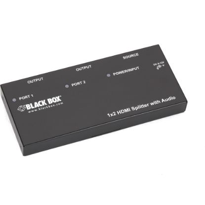 Picture of Black Box 1 x 2 HDMI Splitter with Audio - Audio Line In - Audio Line Out - 1 x HDMI In - 2 x HDMI Out