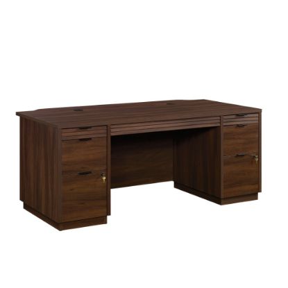 Picture of Sauder Palo Alto 72inW Executive Commercial Double-Pedestal Computer Desk, Spiced Mahogany