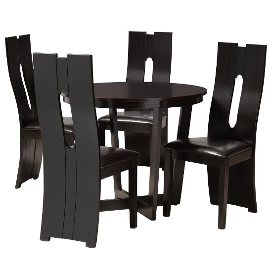 Picture of Baxton Studio Sorley Dining Set, 29-15/16inH x 35-7/16inW x 35-7/16inD, Dark Brown