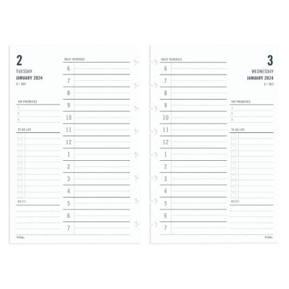 Picture of 2024 TUL Discbound Daily Planner Refill Pages, Hourly Appointment Times, Junior Size, January To December