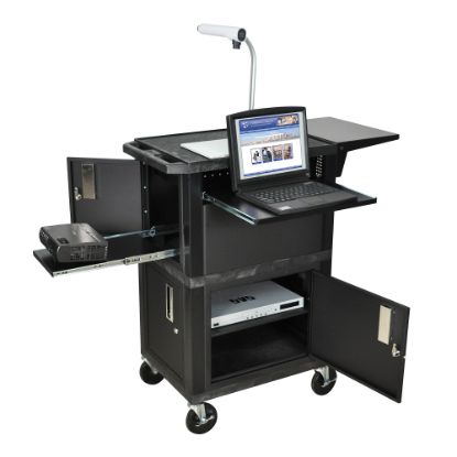 Picture of H. Wilson Ultimate Presentation Station With Locking Cabinets, Black