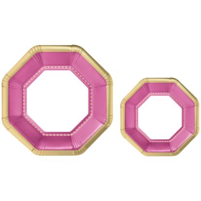 Picture of Amscan Octagonal Premium Plates, Bright Pink, 20 Plates Per Pack, Case Of 2 Packs