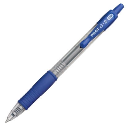 Picture of Pilot G2 Retractable Gel Pens, Ultra Fine Point, 0.38 mm, Clear Barrels, Blue Ink, Pack Of 12