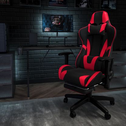 Picture of Flash Furniture X30 Ergonomic LeatherSoft Faux Leather Gaming Racing Chair, Red/Black