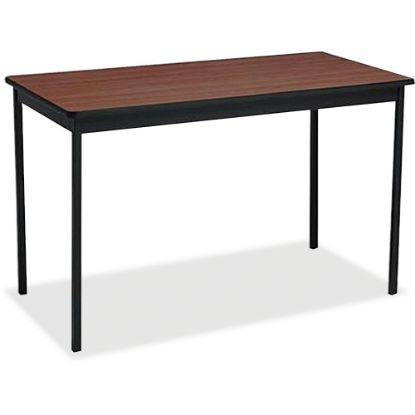 Picture of Barricks Utility Table - Laminated Rectangle, Walnut Top - Square Leg Base - 4 Legs - 48in Table Top Length x 24in Table Top Width x 0.75in Table Top Thickness - 30in Height - Assembly Required - Steel