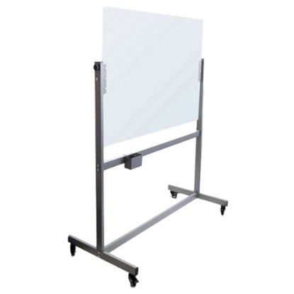 Picture of U Brands Magnetic Glass Dry-Erase Board Rolling Easel, 48in X 40in, White Frosted Surface, Actual Size 49in X 41in (2914U00-01)