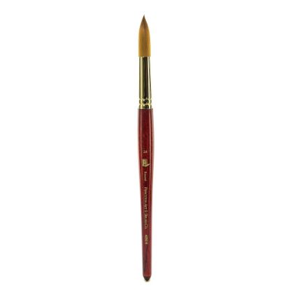 Picture of Princeton Series 4050 Heritage Synthetic Sable Watercolor Short-Handle Paint Brush, Size 24, Round Bristle, Sable Hair, Red