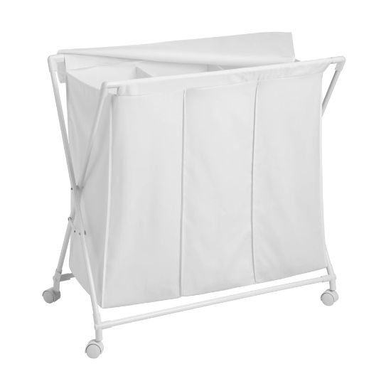 Picture of Honey-Can-Do Triple Rolling Hamper And Sorter, White