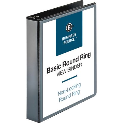 Picture of Business Source View 3-Ring Binder, 1 1/2in Round Rings, Black