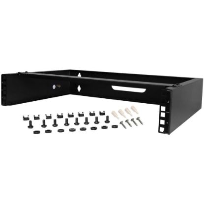 Picture of StarTech.com 2U Wall Mount Rack, 14in Deep, 19 inch Wall Mount Network Rack, Wall Mounting Patch Panel Bracket for Switch/IT Equipment - 2U Wall Mount rack for networking equipment - 19in wallmount patch panel bracket - Mount depth 14in - 77lb Capacity