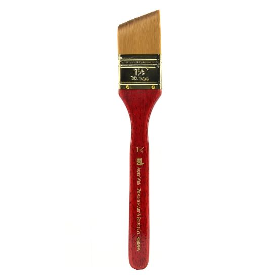 Picture of Princeton Series 4050 Heritage Synthetic Sable Watercolor Short-Handle Paint Brush, 1 1/2in, Angular Flat Wash Bristle, Sable Hair, Red