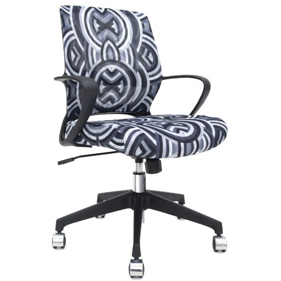 Picture of Raynor Elizabeth Sutton Gramercy Fabric Mid-Back Task Chair, Greyscale Echo/Black/Silver