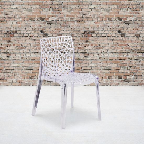 Picture of Flash Furniture Specter Series Transparent Stacking Side Chairs, Retangular Back, Clear, Set Of 4 Chairs