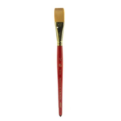 Picture of Princeton Series 4050 Heritage Synthetic Sable Watercolor Short-Handle Paint Brush, 3/4in, Stroke Bristle, Sable Hair, Red