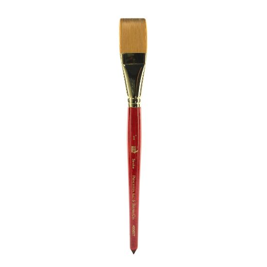 Picture of Princeton Series 4050 Heritage Synthetic Sable Watercolor Short-Handle Paint Brush, 1in, Stroke Bristle, Sable Hair, Red