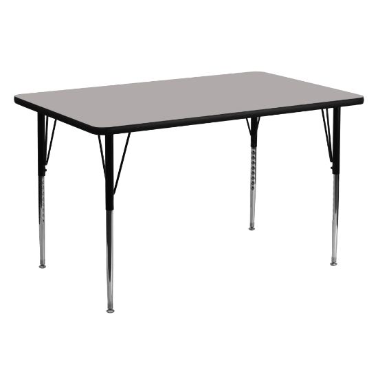 Picture of Flash Furniture 60ft"W Rectangular HP Laminate Activity Table With Standard Height-Adjustable Legs, Gray