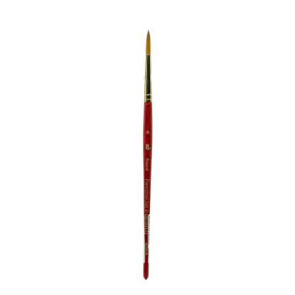 Picture of Princeton Series 4050 Heritage Synthetic Sable Watercolor Short-Handle Paint Brush, Size 6, Round Bristle, Sable Hair, Red