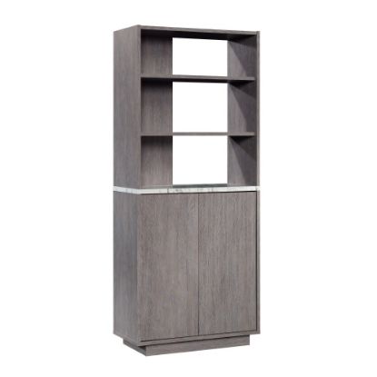 Picture of Sauder East Rock 72inH 5-Shelf Bookcase With Doors, Ashen Oak/Faux White Marble