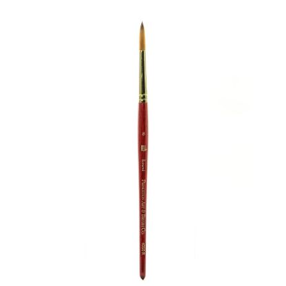 Picture of Princeton Series 4050 Heritage Synthetic Sable Watercolor Short-Handle Paint Brush, Size 8, Round Bristle, Sable Hair, Red