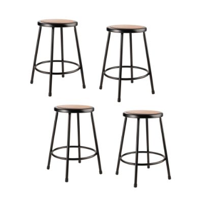 Picture of National Public Seating Hardboard Stools, 24inH, Black, Set of 4