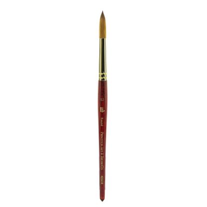 Picture of Princeton Series 4050 Heritage Synthetic Sable Watercolor Short-Handle Paint Brush, Size 12, Round Bristle, Sable Hair, Red