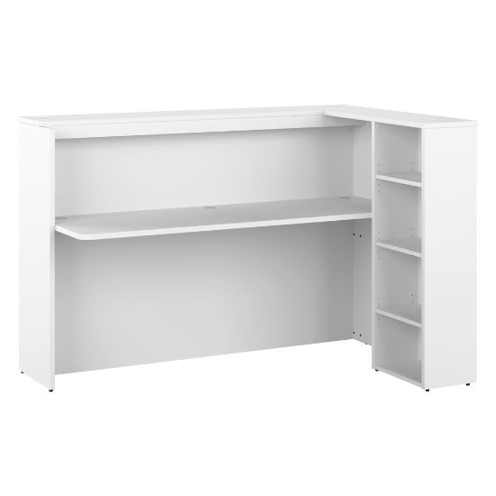 Picture of Bush Business Furniture Studio C 72inW Corner Bar Cabinet With Shelves, White, Standard Delivery