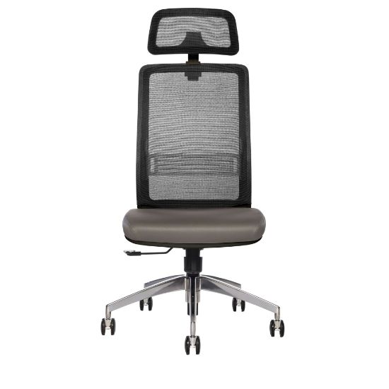 Picture of Sinfonia Sing Ergonomic Mesh/Fabric High-Back Task Chair With Antimicrobial Protection, Armless, Headrest, Black/Gray/Black