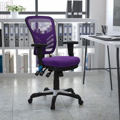 Picture of Flash Furniture Ergonomic Mesh Mid-Back Swivel Task Chair, Purple/Black