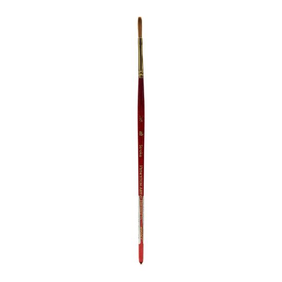 Picture of Princeton Series 4050 Heritage Synthetic Sable Watercolor Short-Handle Paint Brush, 1/8in, Stroke Bristle, Sable Hair, Red