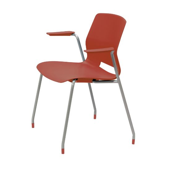 Picture of KFI Studios Imme Stack Chair With Arms, Coral/Silver